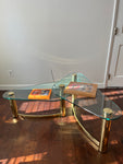 Pace Style Mid Century Brass and Glass Two Tier Coffee Table