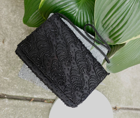 Black Beaded Crossbody Bag