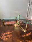 Pace Style Mid Century Brass and Glass Two Tier Coffee Table