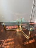 Pace Style Mid Century Brass and Glass Two Tier Coffee Table