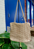 Cream Knit Shoulder Bag