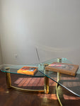 Pace Style Mid Century Brass and Glass Two Tier Coffee Table