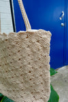 Cream Knit Shoulder Bag