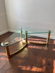 Pace Style Mid Century Brass and Glass Two Tier Coffee Table